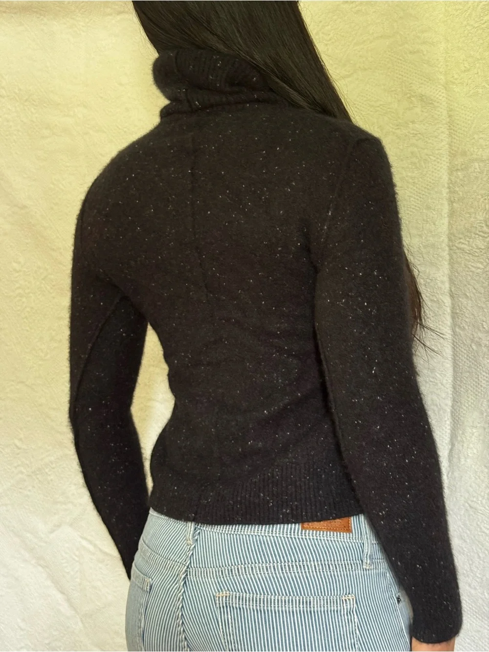 Aqua Black Speckled Turtleneck Sweater